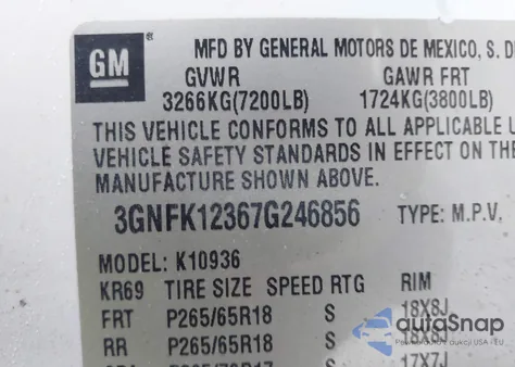 2007 Chevrolet Avalanche 1500 Lt z USA, uszkodzony, nr VIN 3GNFK12367G246856